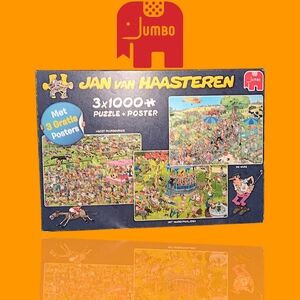 Jan Van Haasteren 3 X 1000 Pieces ASCOT, THE MARCH, MUSIC PAVILION VGUC